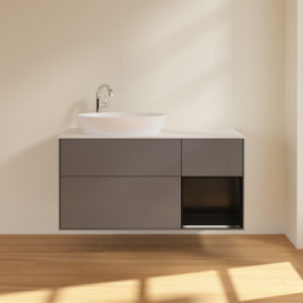 Тумба под раковину Villeroy & Boch Finion 120х50,1 см с подсветкой МДФ антрацит матовый лак/стекло белое матовое F931PDGK