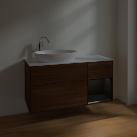 Тумба под раковину Villeroy & Boch Finion 120х50,1 см с подсветкой МДФ шпон грецкого ореха/стекло белое матовое F931PDGN