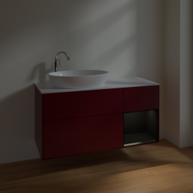 Тумба под раковину Villeroy & Boch Finion 120х50,1 см с подсветкой МДФ пион матовый лак/стекло белое матовое F931PDHB