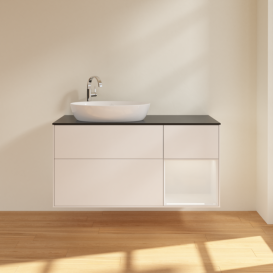 Тумба под раковину Villeroy & Boch Finion 120х50,1 см с подсветкой МДФ белый матовый лак/стекло черное матовое F932GFMT