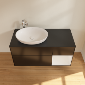Тумба под раковину Villeroy & Boch Finion 120х50,1 см с подсветкой МДФ черный матовый лак/стекло черное матовое F932GFPD