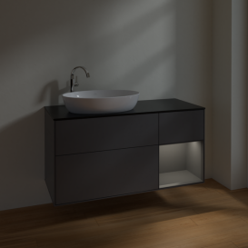 Тумба под раковину Villeroy & Boch Finion 120х50,1 см с подсветкой МДФ антрацит матовый лак/стекло черное матовое F932GKGK