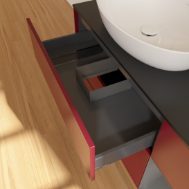 Тумба под раковину Villeroy & Boch Finion 120х50,1 см с подсветкой МДФ пион матовый лак/стекло черное матовое F932GKHB