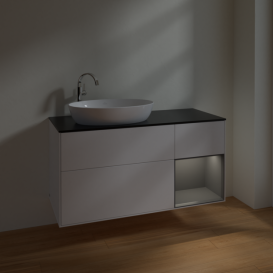 Тумба под раковину Villeroy & Boch Finion 120х50,1 см с подсветкой МДФ белый матовый лак/стекло черное матовое F932GKMT