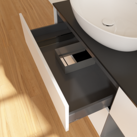 Тумба под раковину Villeroy & Boch Finion 120х50,1 см с подсветкой МДФ белый матовый лак/стекло черное матовое F932GKMT