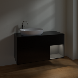 Тумба под раковину Villeroy & Boch Finion 120х50,1 см с подсветкой МДФ черный матовый лак/стекло черное матовое F932GKPD