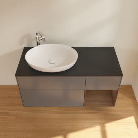 Тумба под раковину Villeroy & Boch Finion 120х50,1 см с подсветкой МДФ антрацит матовый лак/стекло черное матовое F932GNGK