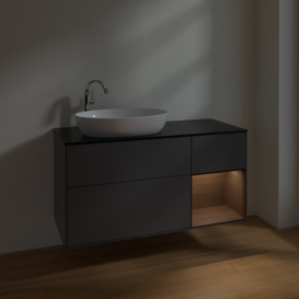 Тумба под раковину Villeroy & Boch Finion 120х50,1 см с подсветкой МДФ антрацит матовый лак/стекло черное матовое F932GNGK