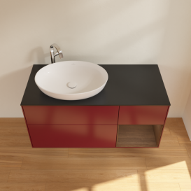 Тумба под раковину Villeroy & Boch Finion 120х50,1 см с подсветкой МДФ пион матовый лак/стекло черное матовое F932GNHB