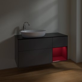 Тумба под раковину Villeroy & Boch Finion 120х50,1 см с подсветкой МДФ антрацит матовый лак/стекло черное матовое F932HBGK