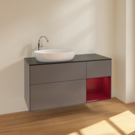 Тумба под раковину Villeroy & Boch Finion 120х50,1 см с подсветкой МДФ антрацит матовый лак/стекло черное матовое F932HBGK