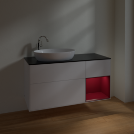 Тумба под раковину Villeroy & Boch Finion 120х50,1 см с подсветкой МДФ белый матовый лак/стекло черное матовое F932HBMT