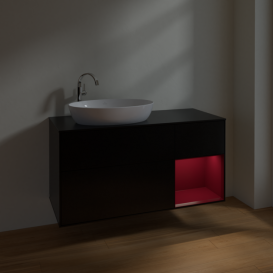 Тумба под раковину Villeroy & Boch Finion 120х50,1 см с подсветкой МДФ черный матовый лак/стекло черное матовое F932HBPD