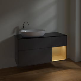 Тумба под раковину Villeroy & Boch Finion 120х50,1 см с подсветкой МДФ антрацит матовый лак/стекло черное матовое F932HFGK