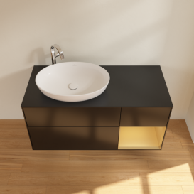 Тумба под раковину Villeroy & Boch Finion 120х50,1 см с подсветкой МДФ черный матовый лак/стекло черное матовое F932HFPD