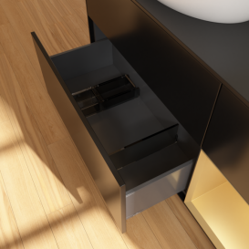 Тумба под раковину Villeroy & Boch Finion 120х50,1 см с подсветкой МДФ черный матовый лак/стекло черное матовое F932HFPD