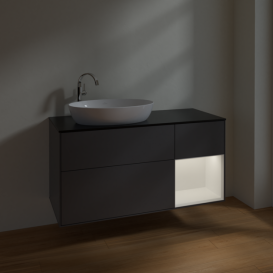 Тумба под раковину Villeroy & Boch Finion 120х50,1 см с подсветкой МДФ антрацит матовый лак/стекло черное матовое F932MTGK