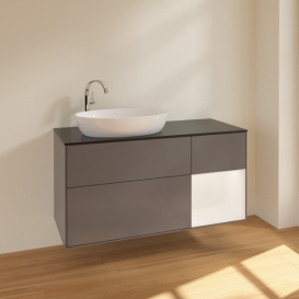 Тумба под раковину Villeroy & Boch Finion 120х50,1 см с подсветкой МДФ антрацит матовый лак/стекло черное матовое F932MTGK