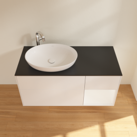 Тумба под раковину Villeroy & Boch Finion 120х50,1 см с подсветкой МДФ белый матовый лак/стекло черное матовое F932MTMT