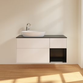 Тумба под раковину Villeroy & Boch Finion 120х50,1 см с подсветкой МДФ белый матовый лак/стекло черное матовое F932PDMT