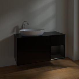 Тумба под раковину Villeroy & Boch Finion 120х50,1 см с подсветкой МДФ черный матовый лак/стекло черное матовое F932PDPD