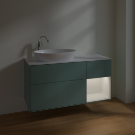 Тумба под раковину Villeroy & Boch Finion 120х50,1 см с подсветкой МДФ оливковый матовый лак/стекло белое матовое F931GFGM