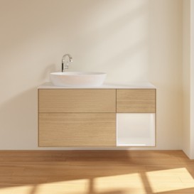 Тумба под раковину Villeroy & Boch Finion 120х50,1 см с подсветкой МДФ шпон дуба/стекло белое матовое F931GFPC