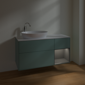 Тумба под раковину Villeroy & Boch Finion 120х50,1 см с подсветкой МДФ оливковый матовый лак/стекло белое матовое F931GKGM