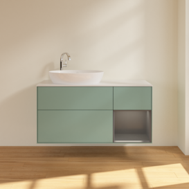 Тумба под раковину Villeroy & Boch Finion 120х50,1 см с подсветкой МДФ оливковый матовый лак/стекло белое матовое F931GKGM