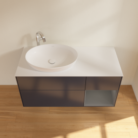 Тумба под раковину Villeroy & Boch Finion 120х50,1 см с подсветкой МДФ темно-синий матовый лак/стекло белое матовое F931GKHG