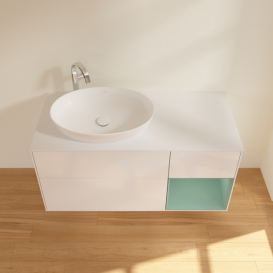 Тумба под раковину Villeroy & Boch Finion 120х50,1 см с подсветкой МДФ глянцевый белый лак/стекло белое матовое F931GMGF