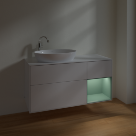 Тумба под раковину Villeroy & Boch Finion 120х50,1 см с подсветкой МДФ глянцевый белый лак/стекло белое матовое F931GMGF