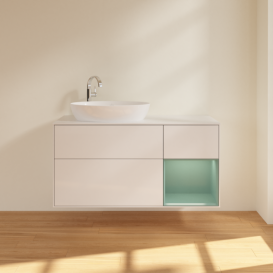 Тумба під раковину Villeroy & Boch Finion 120х50,1 см з підсвіткою МДФ білий глянцевий лак/скло біле матове F931GMGF