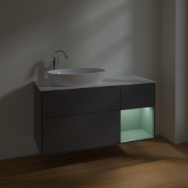 Тумба под раковину Villeroy & Boch Finion 120х50,1 см с подсветкой МДФ антрацит матовый лак/стекло белое матовое F931GMGK