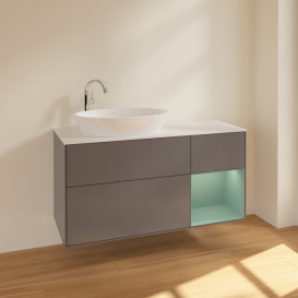 Тумба под раковину Villeroy & Boch Finion 120х50,1 см с подсветкой МДФ антрацит матовый лак/стекло белое матовое F931GMGK