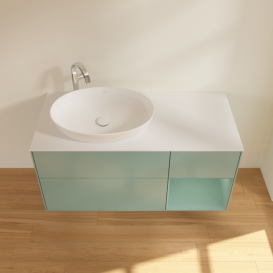 Тумба под раковину Villeroy & Boch Finion 120х50,1 см с подсветкой МДФ оливковый матовый лак/стекло белое матовое F931GMGM