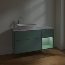 Тумба под раковину Villeroy & Boch Finion 120х50,1 см с подсветкой МДФ оливковый матовый лак/стекло белое матовое F931GMGM