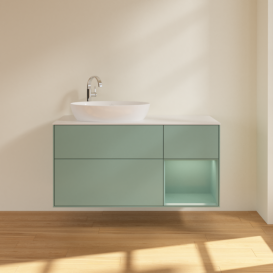 Тумба под раковину Villeroy & Boch Finion 120х50,1 см с подсветкой МДФ оливковый матовый лак/стекло белое матовое F931GMGM