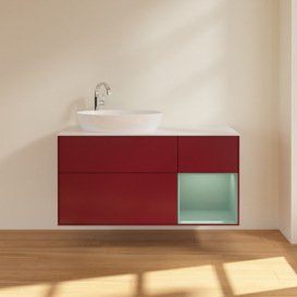 Тумба под раковину Villeroy & Boch Finion 120х50,1 см с подсветкой МДФ пион матовый лак/стекло белое матовое F931GMHB