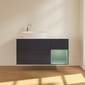 Тумба под раковину Villeroy & Boch Finion 120х50,1 см с подсветкой МДФ темно-синий матовый лак/стекло белое матовое F931GMHG
