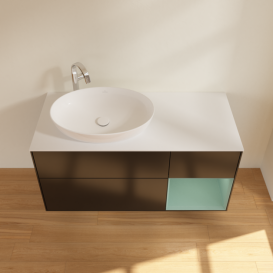 Тумба под раковину Villeroy & Boch Finion 120х50,1 см с подсветкой МДФ черный матовый лак/стекло белое матовое F931GMPD