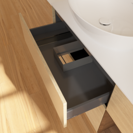 Тумба под раковину Villeroy & Boch Finion 120х50,1 см с подсветкой МДФ шпон дуба/стекло белое матовое F931GNPC