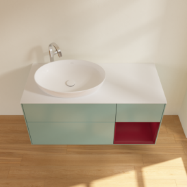 Тумба под раковину Villeroy & Boch Finion 120х50,1 см с подсветкой МДФ оливковый матовый лак/стекло белое матовое F931HBGM