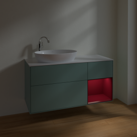 Тумба под раковину Villeroy & Boch Finion 120х50,1 см с подсветкой МДФ оливковый матовый лак/стекло белое матовое F931HBGM