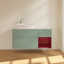 Тумба под раковину Villeroy & Boch Finion 120х50,1 см с подсветкой МДФ оливковый матовый лак/стекло белое матовое F931HBGM