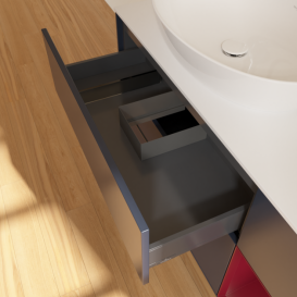 Тумба под раковину Villeroy & Boch Finion 120х50,1 см с подсветкой МДФ темно-синий матовый лак/стекло белое матовое F931HBHG