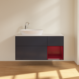 Тумба под раковину Villeroy & Boch Finion 120х50,1 см с подсветкой МДФ темно-синий матовый лак/стекло белое матовое F931HBHG