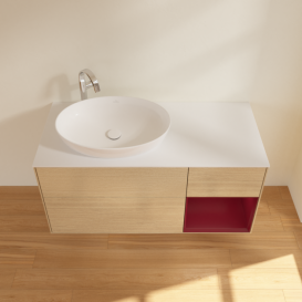 Тумба под раковину Villeroy & Boch Finion 120х50,1 см с подсветкой МДФ шпон дуба/стекло белое матовое F931HBPC