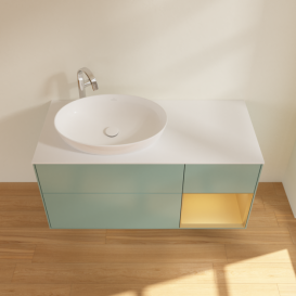 Тумба под раковину Villeroy & Boch Finion 120х50,1 см с подсветкой МДФ оливковый матовый лак/стекло белое матовое F931HFGM