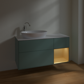 Тумба под раковину Villeroy & Boch Finion 120х50,1 см с подсветкой МДФ оливковый матовый лак/стекло белое матовое F931HFGM